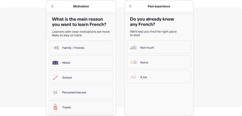 Onboarding in-app example