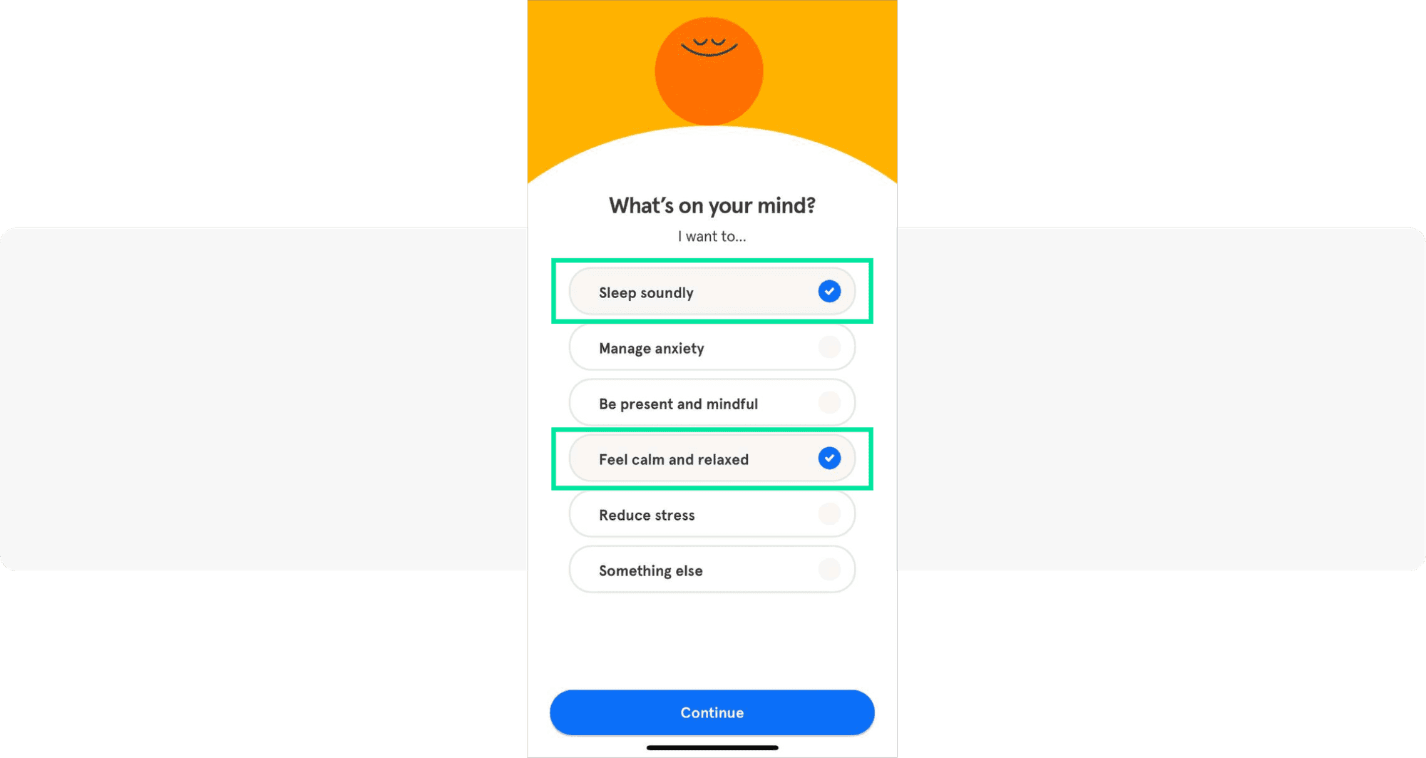 Onboarding in-apps collecting user preferences example