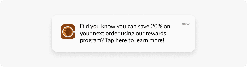 Push notification reward program
