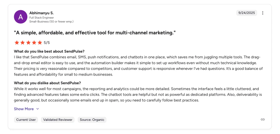 SendPulse email automation tool